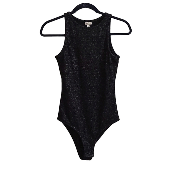 SELF💚E Black Sleeveless Glitter Bodysuit - Picture 1 of 12
